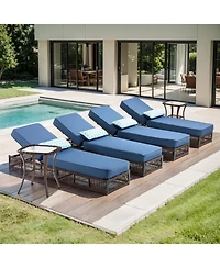 Gymojoy 6-Piece Wicker Outdoor Chaise Lounge with 5 In. Thick Olefin Cushions Patio Chair for Balcony