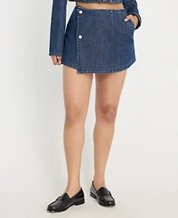 Good American Women's Denim Mini Skort