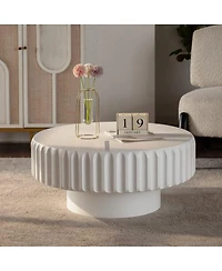 Streamdale Furniture Round Fluted Storage Table with Lift-Off Lid