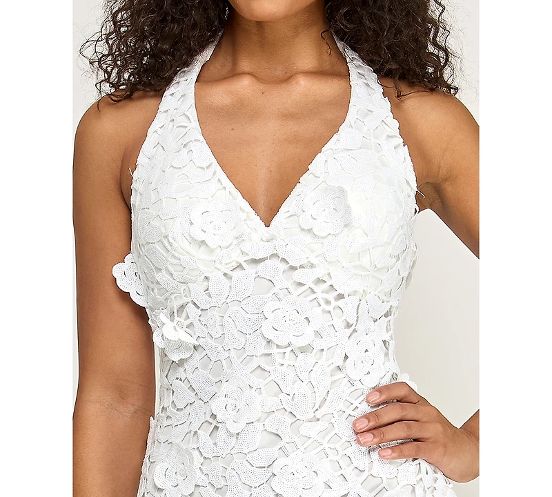 Alex & Sophia Juniors' Halter V-Neck Short Dress