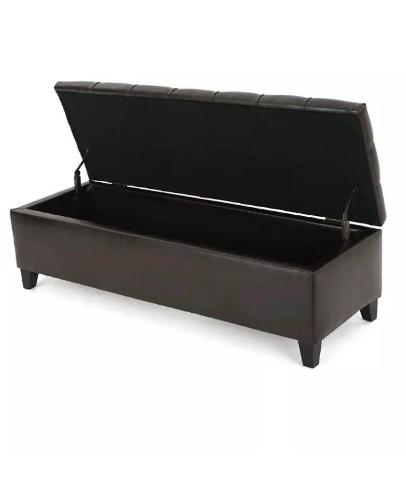 Streamdale Furniture Ottoman Storage Bench, Pu, Rubber Wood Legs, 300 lbs Cap