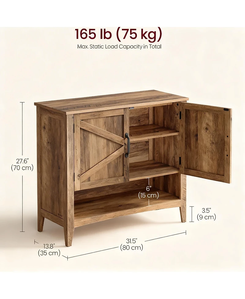 Yigii 3-Tier Shoe Cabinet, Adjustable Shelf, Farmhouse Style