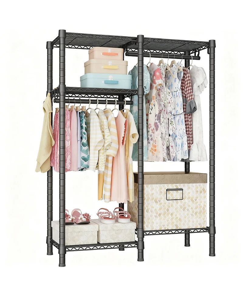 Yigii 4-Tier Portable Metal Garment Rack for Small Spaces