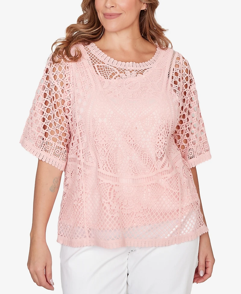 Ruby Rd. Plus Size Chemical Lace Pullover Sweater