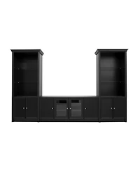 Streamdale Furniture 128.2" W Entertainment Center with Bookshelves & Glass Cabinets