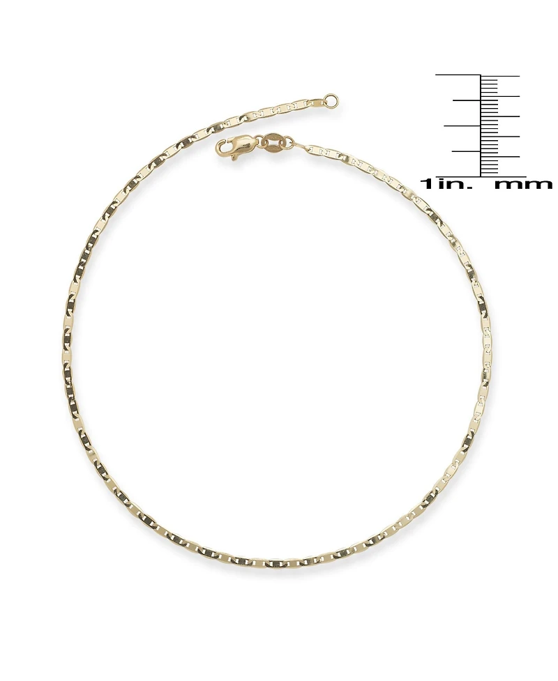 Curata Jewelry Solid 10K Yellow Gold 10 Inch 2.2mm Mariner Chain Anklet Anklet