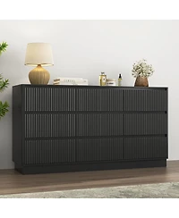 Streamdale Furniture 9 Drawer 63" Wide Wood Dresser, Modern Long Tv Stand