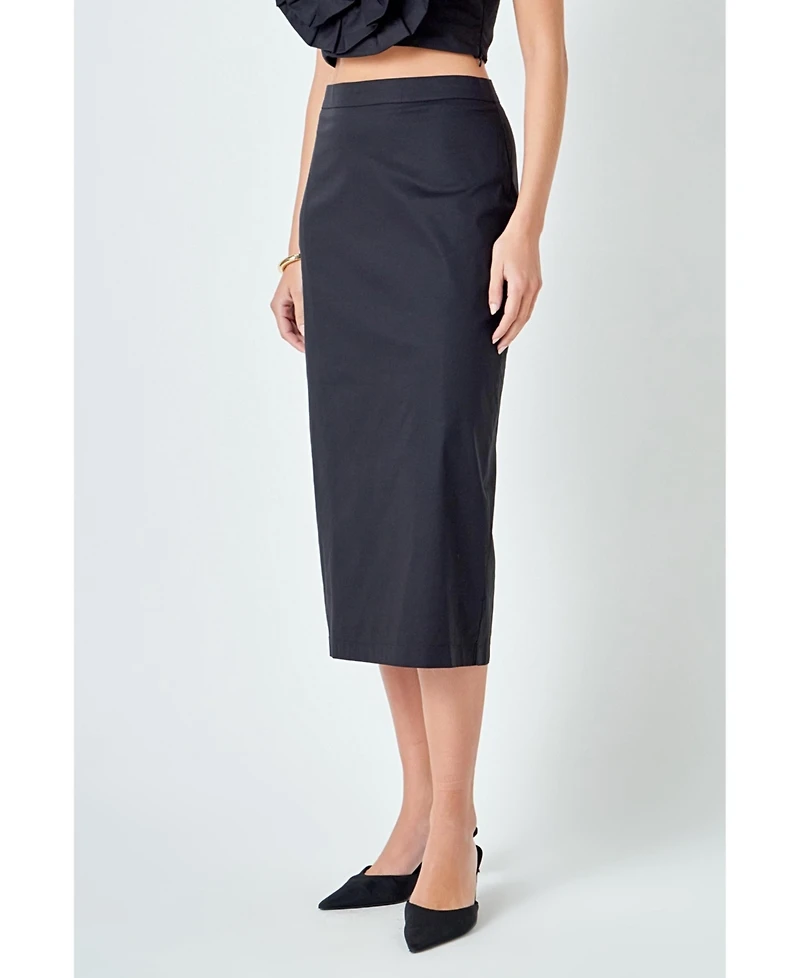 English Factory Women's High Waisted Column Midi Skirt