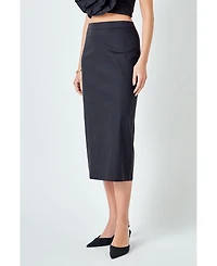 English Factory Women's High Waisted Column Midi Skirt