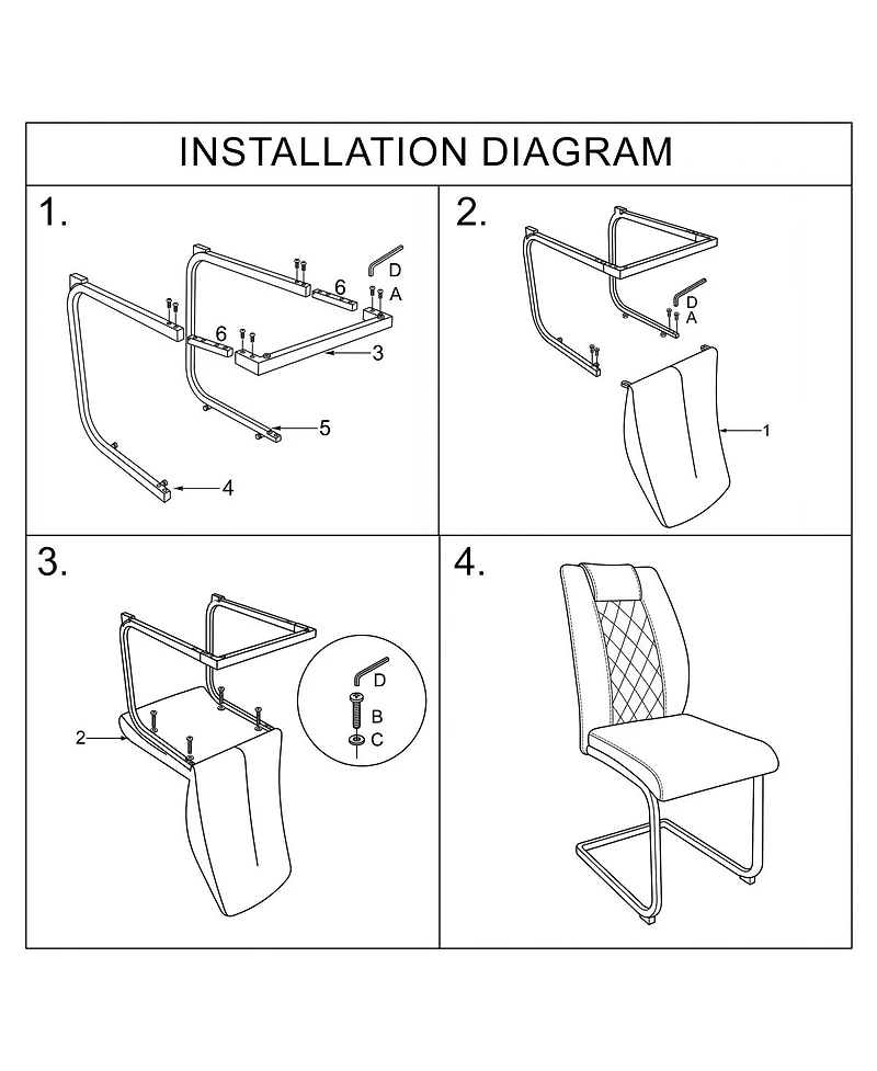 Streamdale High-Back Pu Leather Dining Chairs Set of 6, Modern Kitchen Chairs with Silver Legs