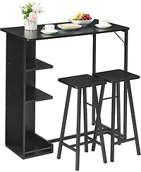 gaomon Small Bar Table and Chairs Set for 2 3-Piece Bar Table Set with 3 Tier Storage Shelves Space Saving Table for Small Apartment Dining Room