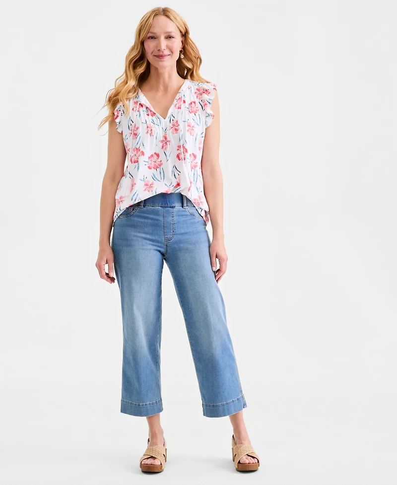 Style & Co Petite High Rise Cropped Wide Leg Jeans, Macy's Exclusive