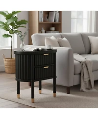 Rainsken 1-Pc Solid Wood Gold-Handle Nightstand Furniture