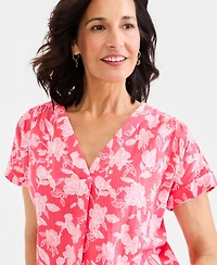 Style & Co Women's Cotton Gauze V-Neck Short-Sleeve Top, Macy's Exclusive