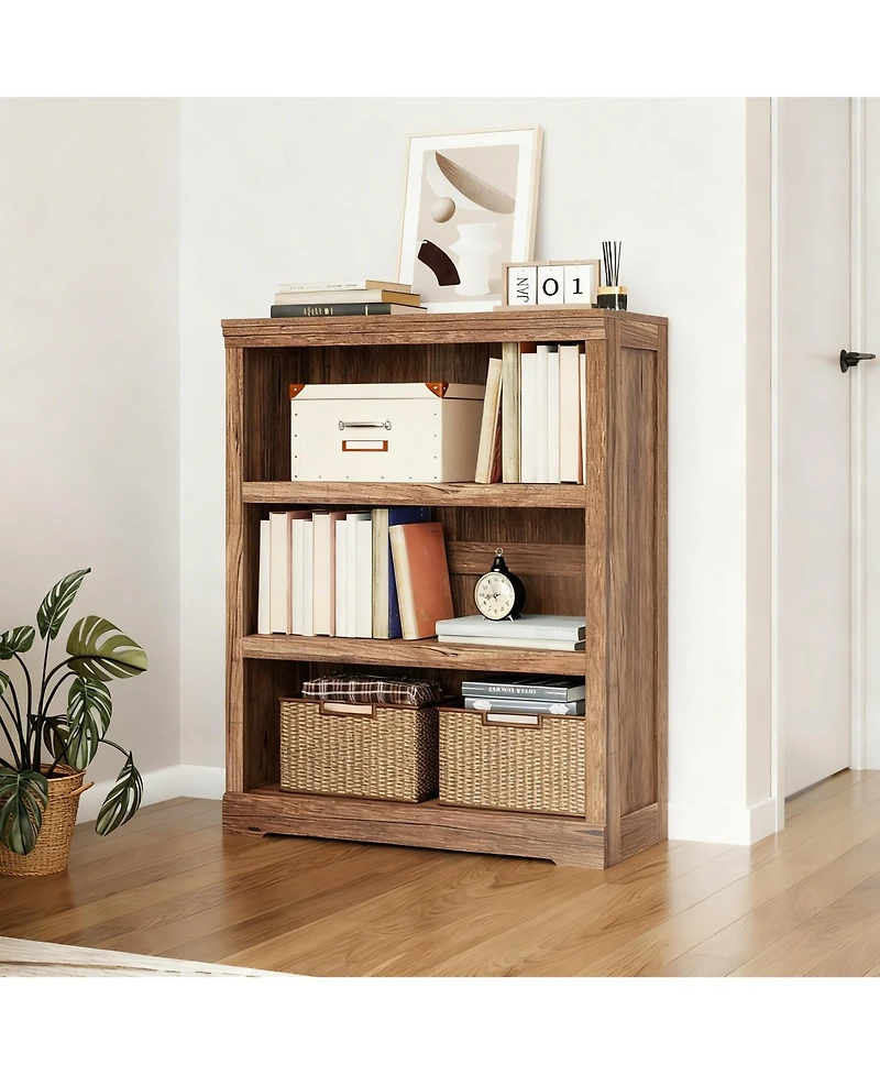 Yigii Adjustable 2-Tier Wood Bookshelf for Home Office & Living Room