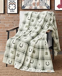 Lucky Brand Clovers Plush Throw, 50" x 70"