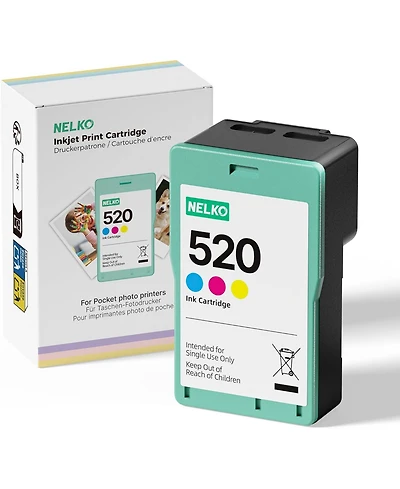 Nelko 520 Genuine Color Ink Cartridges, High-Yield Ink Cartridge Compatible with PP01 &PP03, Photo Printer Cartridge for Instant Photo Printing