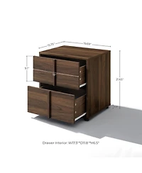LuxenHome Walnut Nightstand And End Table with Two-Drawer Storage in Durable Manufactured Wood