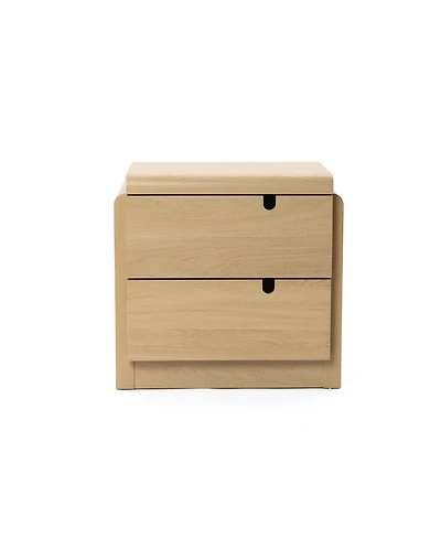 LuxenHome Oak Mid-Century 2-Drawer Nightstand, 20.5'' Engineered Wood Accent Table