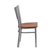 Emma+Oliver 2 Pack Silver Slat Back Metal Restaurant Chair