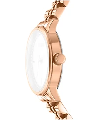 Dkny Women's White Mop Crystal Accented Dial Gold-Tone Stainless Steel Bracelet Watch, 30mm
