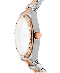 Dkny Women's Rose Gold Dial Crystal Dial Markers Crystal Bezel Two-Tone Red Gold Stainless Steel Bracelet Watch, 30mm
