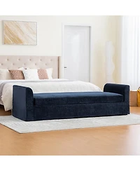 Streamdale Furniture Modern Chenille Chaise Lounge Couch with Armrests & Bolster Pillows