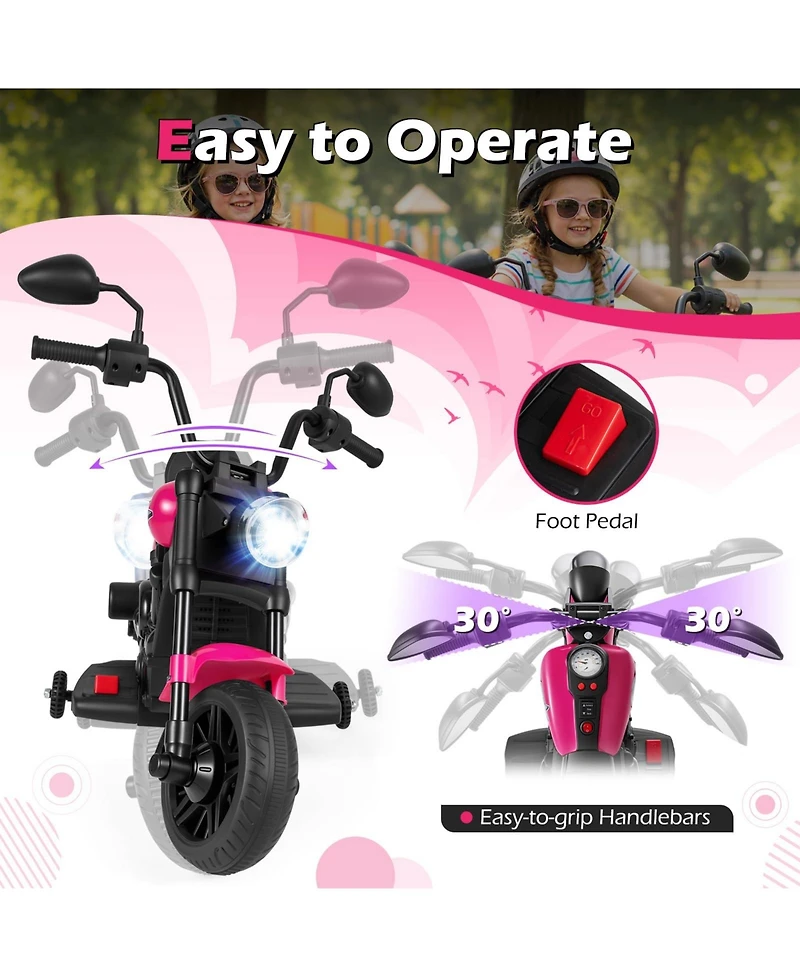Mecale 6V Kids Motorcycle with Headlight and Music Training