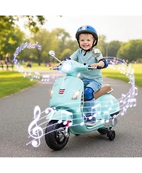 Mecale 12V Kids Electric Motorcycle Licensed Vespa with Music and Training