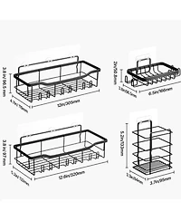 Rainsken Shower Caddy 5 Pack, Adhesive Bathroom Storage Organizer Set, No Drill Wall Mounted Shower Shelves, 40 lbs Capacity