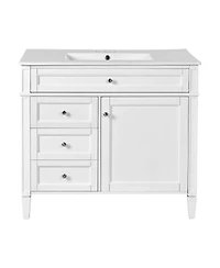 Sillysis 36" Modern Bathroom Vanity with Sink, Solid Wood Cabinet, Soft Close Drawers & Tip-Out Storage