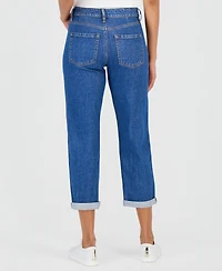 Style & Co Women's Embroidered Mid Rise Relaxed Straight-Leg Jeans, Macy's Exclusive