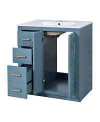 Sillysis 30" Freestanding Bathroom Vanity with Ceramic Sink, 3 Drawers & Soft Closing Doors, Modern Storage Cabinet