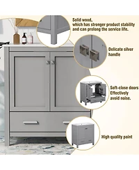 Sillysis 30" Bathroom Vanity with Sink, Solid Wood Cabinet & Soft Close Doors, Drawer Storage for Modern Bathrooms