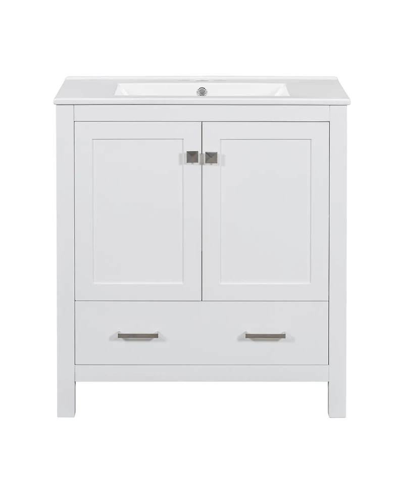 Sillysis 30" Bathroom Vanity with Sink, Solid Wood Cabinet & Soft Close Doors, Drawer Storage for Modern Bathrooms
