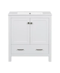 Sillysis 30" Bathroom Vanity with Sink, Solid Wood Cabinet & Soft Close Doors, Drawer Storage for Modern Bathrooms