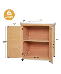 Streamdale Furniture Potting Bench with Storage Cabinet and Metal Table Top