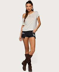 Edikted Women's Amora Off Shoulder Sheer Top