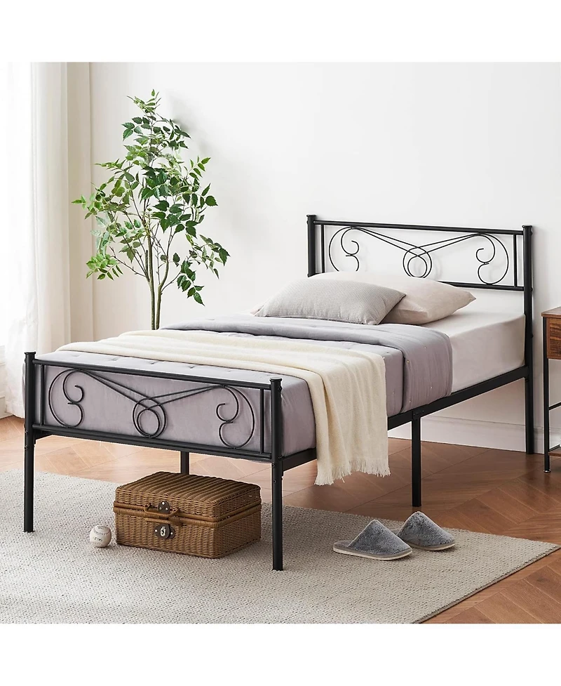 gaomon Bed Frames for Kids, Metal Frame with Headboard & Footboard, Platform Frame, Heavy Duty Slats Support, No Box Spring