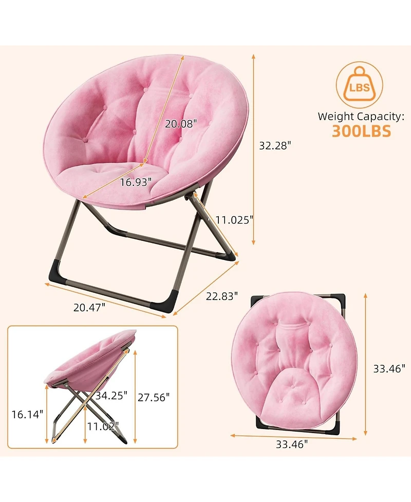 gaomon Comfy Oversized Saucer Chair – Soft Plush Fabric Reading Lounger for Adults, Stable Metal Frame