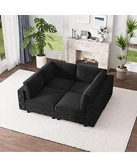 gaomon Modular Sectional Sofa, 4 Seat High Density Sponges Cloud Couch L Shaped Sofa, Velvet Couch with Upholstered for Living Room