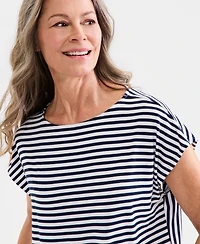 Style & Co Petite Striped Short-Sleeve Top, Macy's Exclusive
