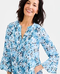Style & Co Women's Printed Ruffle Sleeve Top, Macy's Exclusive