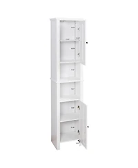 Rainsken 67" Tall Bathroom Storage Cabinet, Narrow Wood Floor Cabinet with Adjustable Shelves and 2 Doors for Bathroom