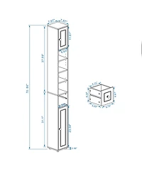 Rainsken Tall Slim Bathroom Storage Cabinet, Freestanding Wooden Tower Cabinet with 2 Doors, 1 Drawer and 4 Adjustable Shelves for Small Spaces