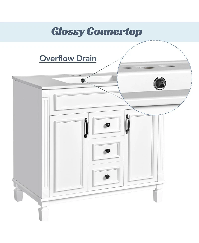 Sillysis Bathroom Vanity with Sink, Solid Wood Cabinet, Soft Close Doors and