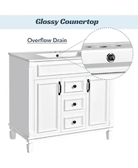 Sillysis Bathroom Vanity with Sink, Solid Wood Cabinet, Soft Close Doors and