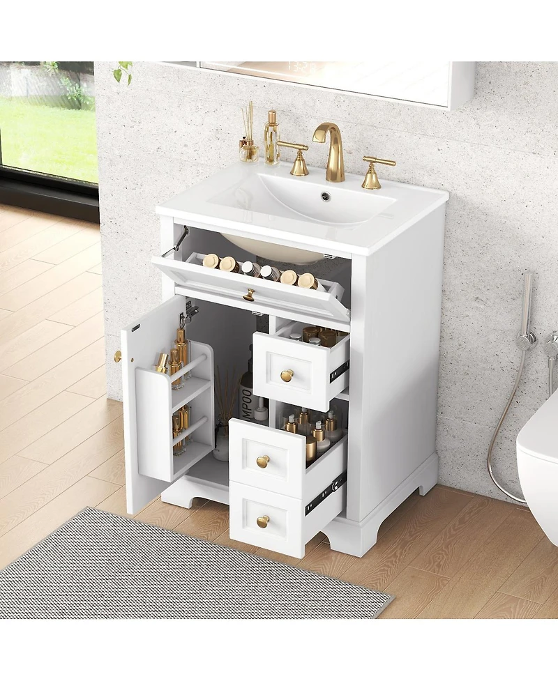 Sillysis 24" Bathroom Vanity with Sink, Compact Modern Design for Small Bathrooms