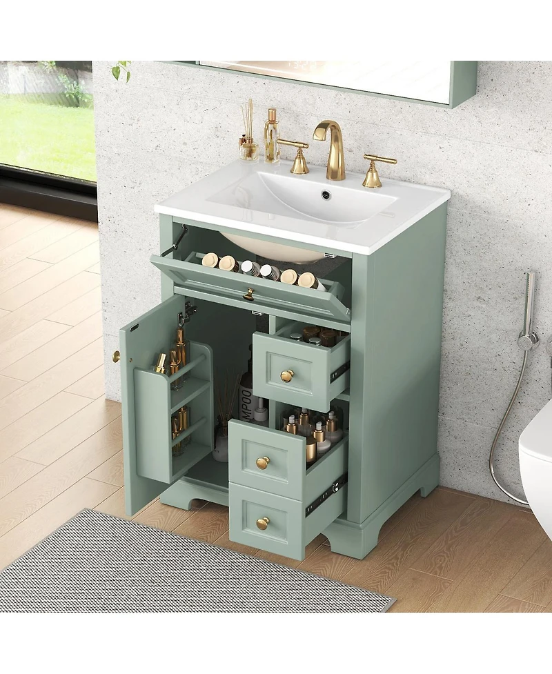 Sillysis 24" Bathroom Vanity with Sink, Compact Modern Design for Small Bathrooms