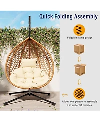 Streamdale Furniture Sturdy Hammock Chair with Stand, Durable Hanging Egg Chair with Rattan Weaving